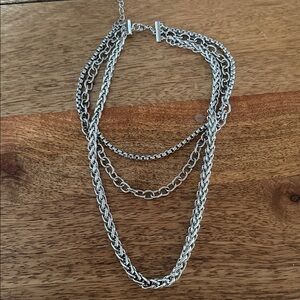 Nordstrom Layered Necklace Silver Tiered Chunky Chain